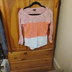 Express Pink and Orange Long Sleeve Top